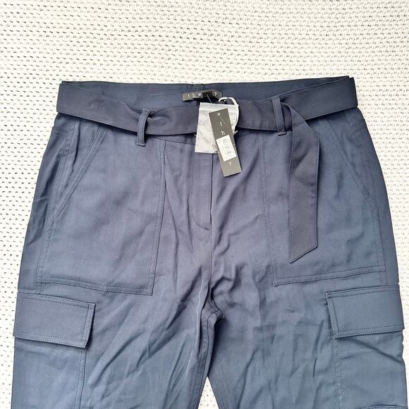 Theory NWT Navy Blue Dressy Hannon B Debut Cargo Ankle Cropped Trouser Pants 8 - Picture 2 of 7